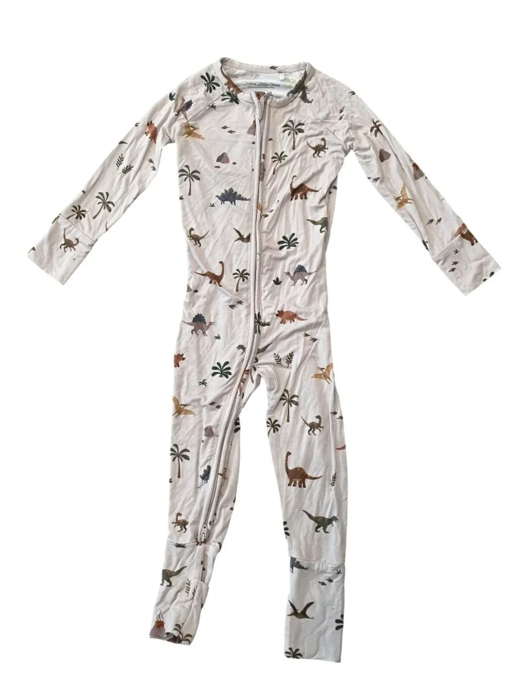 Brave Little Ones Dinosaur Baby Pajamas 12-18M Bamboo Soft Stretchy Zip flip fee